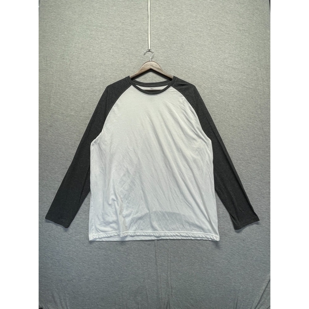 Athletic Works Performance Blend Long Sleeve Top Mens XL White Gray Gym Baseball